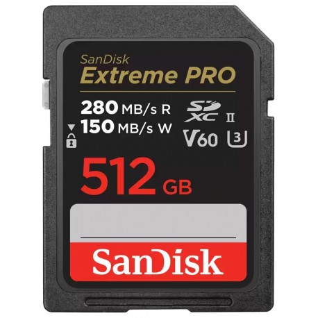 SanDisk Extreme PRO 512GB V60 UHS-II SD cards/ R:280/ W:150MB/s