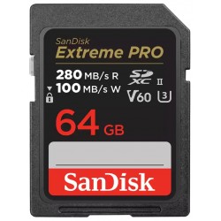 SanDisk Extreme PRO 64GB V60 UHS-II SD cards / R:280/ W:100MB/s