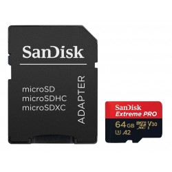 SanDisk Extreme PRO microSDXC 64GB / A2 C10 V30 UHS-I U3 / 200MB/s & 90MB/s / SD Adaptér + 2 years RescuePRO