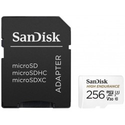 SanDisk High Endurance microSDXC 256GB / C10, U3, V30 / Full HD / 4K videos / dash cams & home monitoring / + SD Adaptér