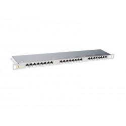Solarix 19" Patch panel 24xRJ45 CAT6 STP s vyvaz.lištou nerez 0,5U, SX24HD-6-STP-SL