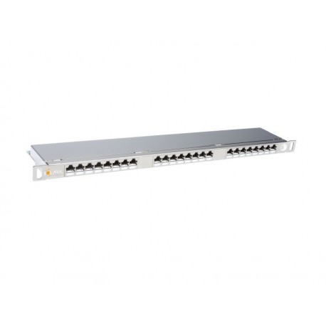 Solarix 19" Patch panel 24xRJ45 CAT6 STP s vyvaz.lištou nerez 0,5U, SX24HD-6-STP-SL