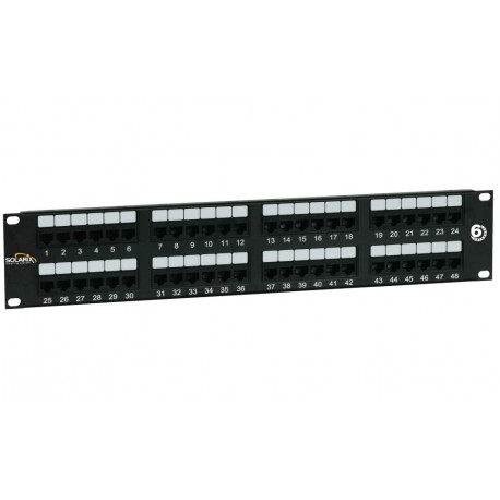 Solarix patch panel 48 x RJ45 CAT6 UTP 350 MHz cerný 2U