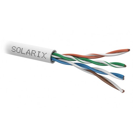 Solarix UTP kabel Cat5E, drát, PVC - šedý (SXKD-5E-UTP-PVC) -balení 305m, odmotávka na  metráž