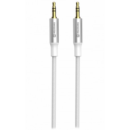 Swissten audio kabeltextile jack (samec) / jack (samec) 1,5 m bílý