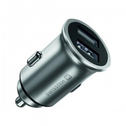 Swissten cl adaptér 2x usb 4,8a metal stříbrný