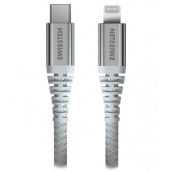 Swissten datový kabel kevlar usb-c / lightning 1,5 m bílý