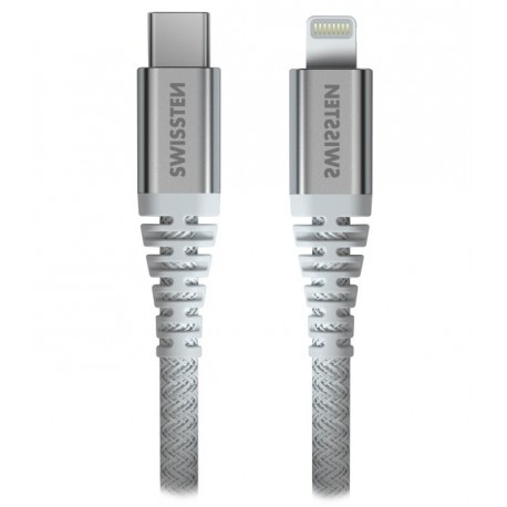 Swissten datový kabel kevlar usb-c / lightning 1,5 m bílý