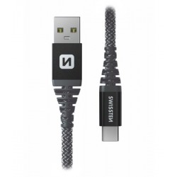 Swissten Datový kabel KEVLAR USB / USB-C 1,5 M ANTRACIT