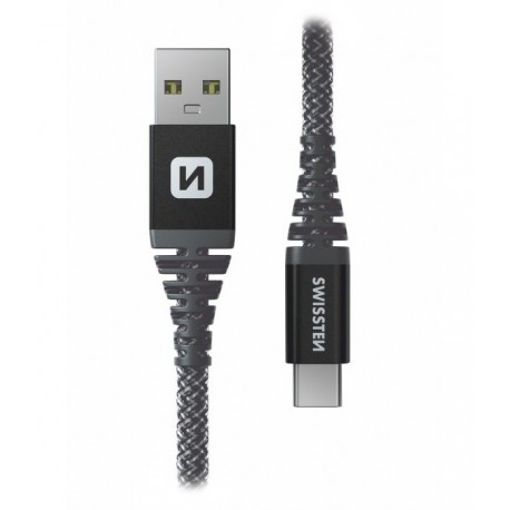 Swissten Datový kabel KEVLAR USB / USB-C 1,5 M ANTRACIT