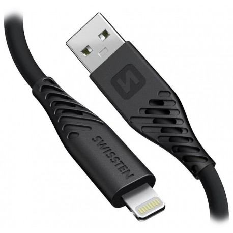 Swissten datový kabel soft silicone usb-a / lightning 0,4 m černý