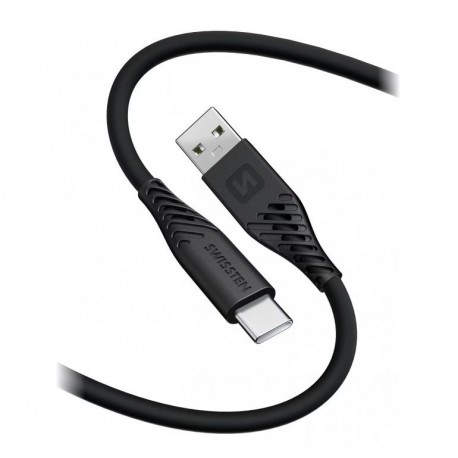 Swissten Datový kabel SOFT SILICONE USB / USB-C 1,5 M 60W ČERNÝ