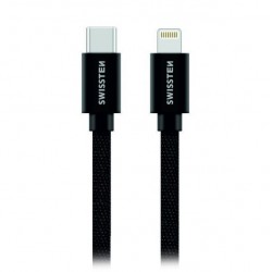 Swissten Datový Kabel Textile USB-C / Lightning 1,2 M Černý