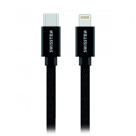 Swissten Datový Kabel Textile USB-C / Lightning Mfi 1,2 M Černý