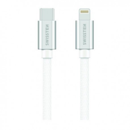 Swissten Datový Kabel Textile USB-C / Lightning Mfi 1,2 M Stříbrný