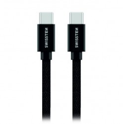 Swissten Datový Kabel Textile USB-C / USB-C 1,2 M Černý