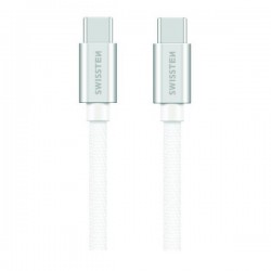 Swissten Datový Kabel Textile USB-C / USB-C 1,2 M Stříbrný