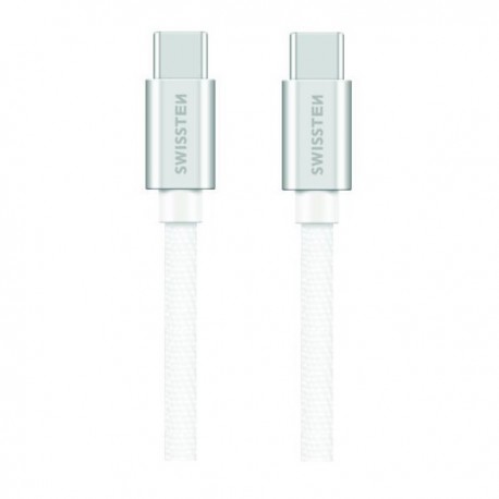 Swissten Datový Kabel Textile USB-C / USB-C 1,2 M Stříbrný