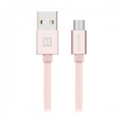 Swissten Datový Kabel Textile Usb / Micro Usb 0,2 M Růžovo/Zlatý