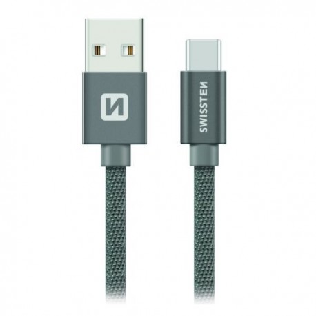Swissten Datový Kabel Textile Usb / Usb-C 1,2 M Šedý