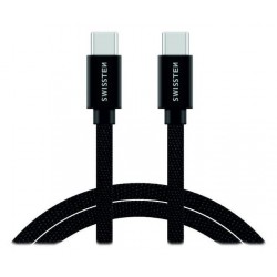 Swissten datový kabel USB-C / USB-C s textilním opletem, 2,0 M Černý