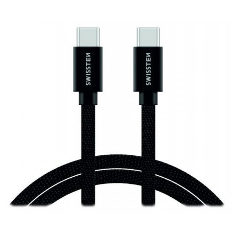Swissten datový kabel USB-C / USB-C s textilním opletem, 2,0 M Černý