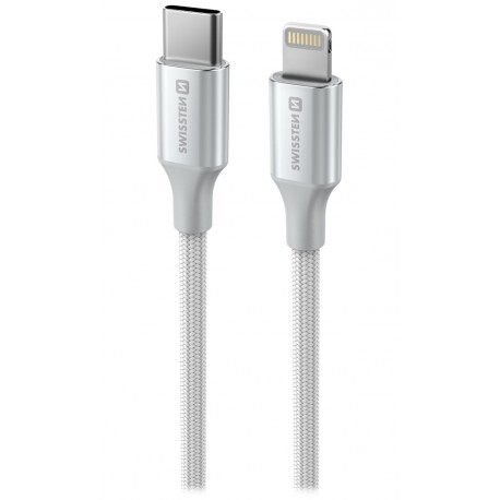 Swissten datový kabeltextile ii usb-c / lightning 1,5 m bílý