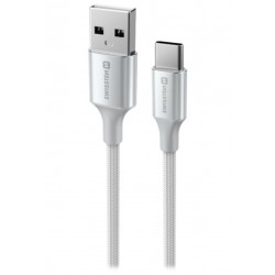 Swissten datový kabeltextile ii usb / usb-c 1,5 m bílý