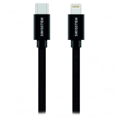 Swissten datový kabeltextile usb-c / lightning 2,0 m černý