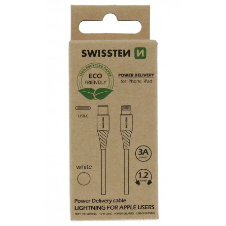 Swissten datový kabelusb-c/lightning bílý 1,2m  (eco balení)