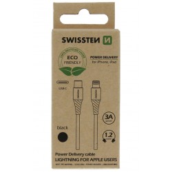 Swissten datový kabelusb-c/lightning černý 1,2m  (eco balení)
