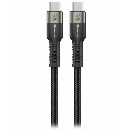 Swissten datový video kabel USB 4.0, USB-C, 240w, 8k@60hz, 40 gb/s, TB3 & TB4, 0,5 m černý