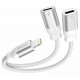 Swissten nabíjecí audio adaptértextile lightning (samec) / 2x lightning (samice) 0,12 m bílý