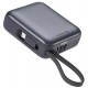 Swissten Power bank 10000 mAh s integrovanými kabely - USB-C, A, Lightning / šedá