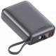Swissten Power bank 20000 mAh 45W s integrovaným kabelem USB-C / šedá