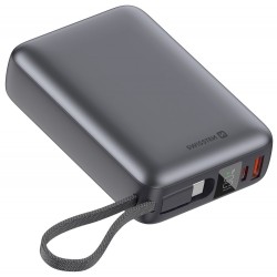 Swissten Power bank 20000 mAh 45W s integrovaným kabelem USB-C / šedá