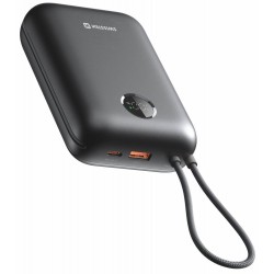 Swissten Power bank VOLTBOX 35W 30000 mAh s integrovanými kabely - USB-C, A, Lightning / černá
