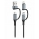 Swissten textilní datový kabel 4in1, 3A, 1,5m černý