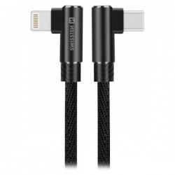 Swissten textilní datový kabel arcade usb-c / lightning 1,2 m černý
