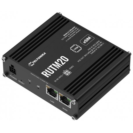 Teltonika RUTM20 průmyslový router   1x LAN, 1x WAN, 1× PoE IN, 1x PoE OUT, 5G Telit global, Dual SIM + eSIM, WiFi 5