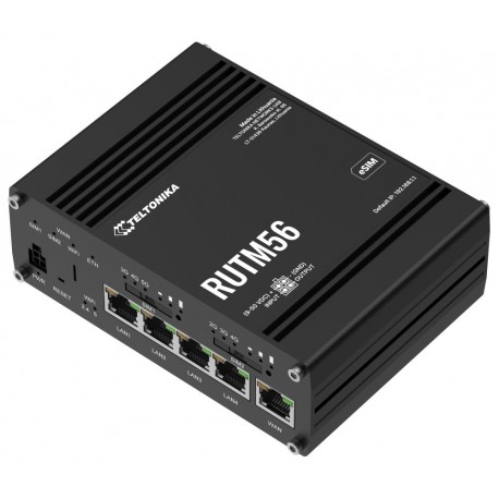 Teltonika RUTM56 průmyslový router, dual modem, 5G, 4G, 5x Gbit RJ45, WiFi 5