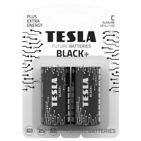 TESLA BLACK+ alkalická baterie C (LR14, malý monočlánek, blister) 2 ks