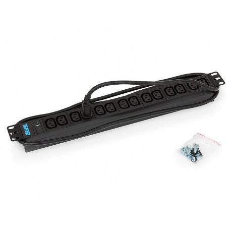 Triton 19',14xIEC C13,kontrol.,3x1.5mm 2m kabel  IEC320 C14, RAL9005