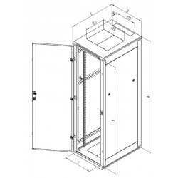 Triton 19" rozvaděč stojanový 42U/600x1000, perforované dveře, šedý