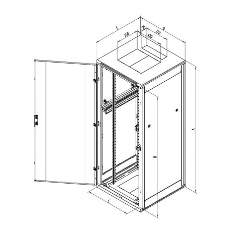 Triton 19" rozvaděč stojanový 42U/800x900, plechové perforované dveře