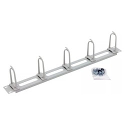 Triton 19" vyvazovací panel 1U,6xháček velký zacvak.pro čtver.otvor9x9,ovál.díry, RAL7035