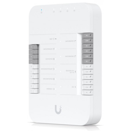 Ubiquiti UniFi Access Gate Hub - Hub pro 1 bránu a dveře, 4x PoE Out, 2x výstup Dry, 1x výstup 12V, 1x AUX, 1x PoE++ In