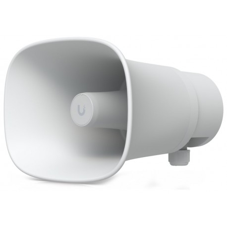 Ubiquiti UniFi AI Horn Speaker W - Venkovní reproduktor (siréna), hlasitost až 120 dB, IP66, PoE+ napájení, bílý