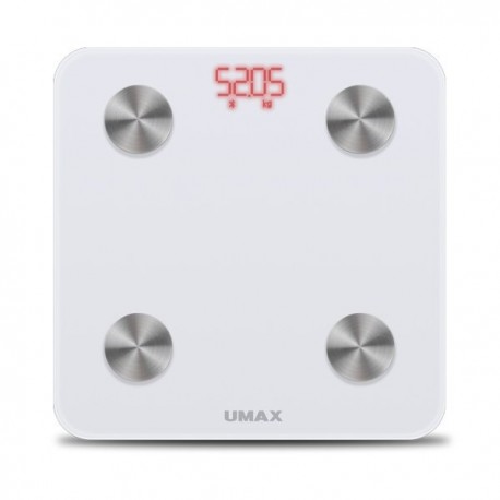UMAX chytrá váha Smart Scale US20M/ 0,2 – 150 kg/ Bluetooth 4.0/ 6 tělesných parametrů/ čeština/ bílá