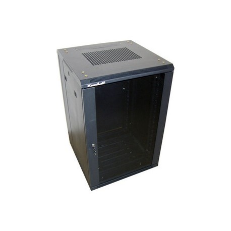 XtendLan 32U/600x800 stojanový, černý, skleněné dveře, plná záda